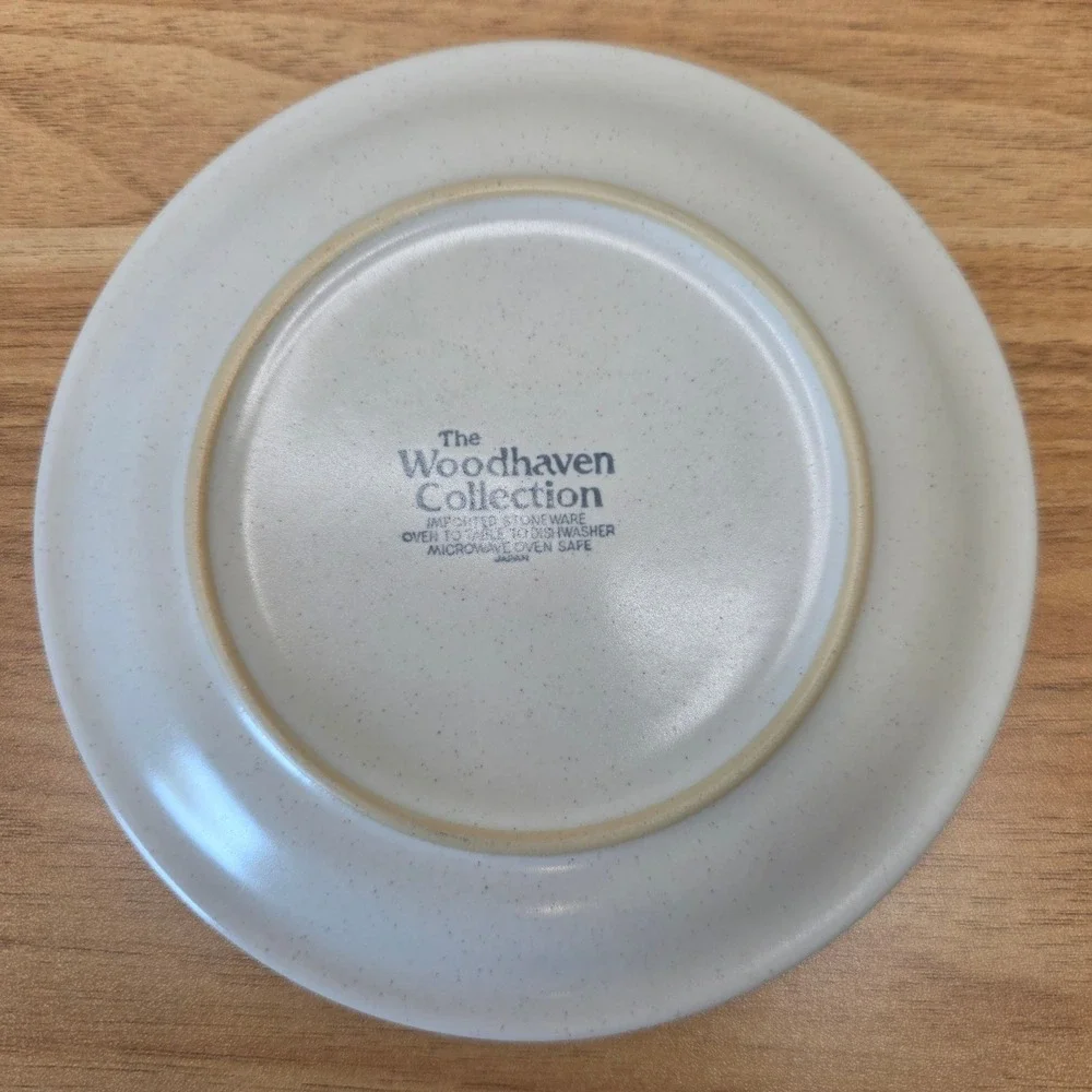 4 Vintage Woodhaven Collection Sandusky Saucers Stoneware Brown Band Japan